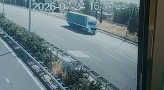 Otobanda ters giden tıra 90 bin lira ceza