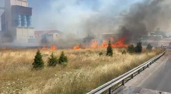 Afyonkarahisar'da anız yangını trafiği aksattı