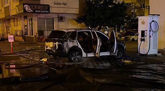 Kayseri'de şarj istasyonunda elektrikli otomobil yandı
