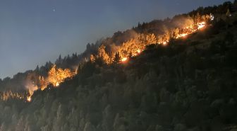 İzmir'de ormanlık alanda çıkan yangına müdahale ediliyor