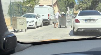 Çanakkale’de başıboş gezen çöp konteynerleri ile sürücünün imtahanı
