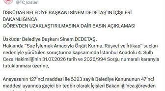 Üsküdar Belediye Başkanı Dedetaş, görevden uzaklaştırıldı