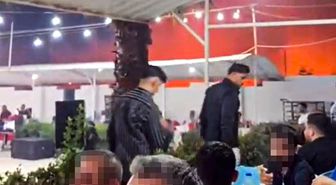 Yangını fark etmeden düğüne devam ettiler; o anlar kamerada