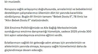 Bakan Memişoğlu: 2025'te 300 bini aşkın vatandaşımıza emzirme eğitimi verdik
