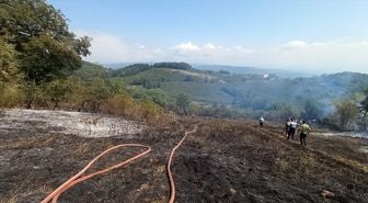 Düzce'de fındık bahçesinde çıkan yangın ormana sıçramadan söndürüldü