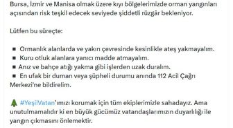 Bakan Yumaklı: Şiddetli rüzgar yangın riskini artırıyor, ateş yakmayın