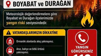 Sinop'ta Yüksek Yangın Riski: Durağan ve Boyabat İçin Kritik Uyarı