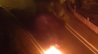 Kayseri'de Seyir Halindeki Motosiklet Alev Alev Yandı