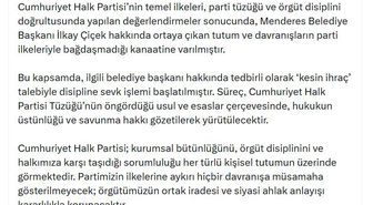 CHP'den Menderes Belediye Başkanı Çiçek'e kesin ihraç talebi