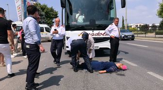 İnegöl'de Otobüs Çarpan Kadın Ağır Yaralandı