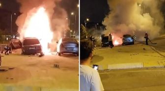 Facia, gece yarısından sonra geldi: Araçlar alev aldı, sürücü kaçtı