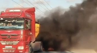 Arnavutköy'de hafriyat kamyonunda yangın