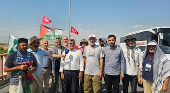 HÜDA PAR'dan İbrahim Halil Sınır Kapısı'nda Filistin Konvoyuna destek ziyareti