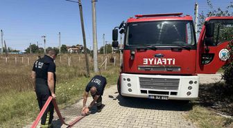 Muratlı'da ot yangını evlere sıçramadan söndürüldü