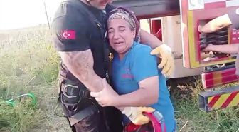 Adana'da kuyuya düşen inek itfaiye tarafından kurtarıldı