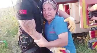 Adana'da kuyuya düşen inek itfaiye tarafından kurtarıldı