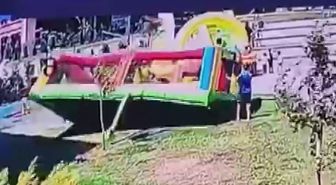 Rüzgar Şişme Parkı Ters Döndürdü: 3 Çocuk Yaralandı