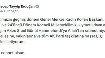 Erdoğan'dan Azize Sibel Gönül için taziye mesajı