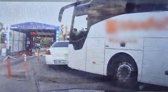 Tekirdağ'da Otobüs Park Halindeki Otomobile Çarptı