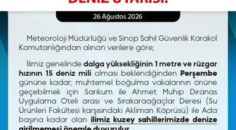 Sinop'ta Deniz Uyarısı: Kuzey Sahillerinde Denize Girmeyin