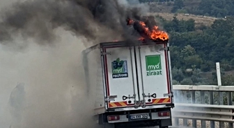 İznik'te Kamyonet Seyir Halindeyken Alev Aldı