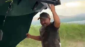Ağın'da kampçıların fırtına mücadelesi kamerada