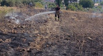 Erzin'de otluk yangını: Traktör hasar gördü