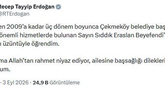 Erdoğan'dan Sıddık Eraslan için Taziye Mesajı