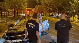 Ergani'de takla atan otomobilde sürücü ağır yaralandı