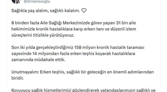 Bakan Memişoğlu: Son 2 yılda 14 milyondan fazla erken teşhisle hastalıklara zamanında müdahale ettik