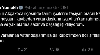 Bakan Yumaklı Düzce’deki kaza sonrası başsağlığı mesajı yayınladı