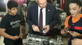 ATO Başkanı Baran, Şaşmaz’da kadın motor ustası Kuşçu’yu ziyaret etti