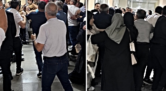 Adliye içerisinde taraflar birbirine girdi: Tekmeli yumruklu kavga kameraya yansıdı