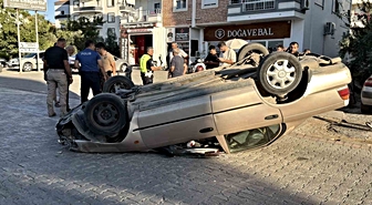 Kamyonet ile çarpışan otomobil ters döndü: 1 yaralı