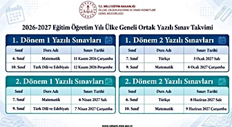 Ülke geneli ortak yazılı sınav takvimi belli oldu