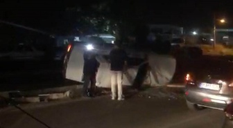 Yan yatan otomobilde emniyet kemeri hayat kurtardı