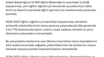 Bakan Gürlek: Denetimli serbestlik yükümlülerimizin çalışmalarıyla 2 bin 779 okulumuzda çalışmaları tamamladık