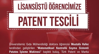 Niğde Ömer Halisdemir Üniversitesi öğrencisinin buluşuna patent tescili