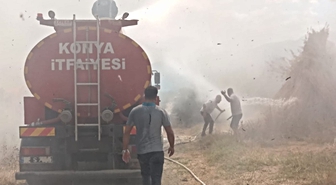Akşehir’de göl kenarındaki kamış deposu alevlere teslim oldu