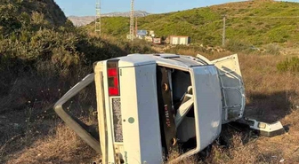 Antalya’da şarampole yuvarlanan aracın sürücüsü yaralandı