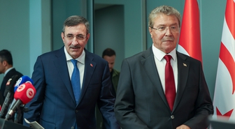 Cumhurbaşkanı Yardımcısı Yılmaz, Ercan Havalimanı'nda konuştu: