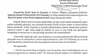MHP’li Ersoy; Develi - Çayırözü- Dörtyol ulaşım güvenliğini meclise taşıdı