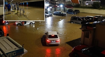 Trabzon'da şiddetli yağış yolları göle çevirdi, havalimanı otoparkı su altında kaldı