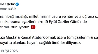AK Parti Sözcüsü Ömer Çelik, 19 Eylül Gaziler Günü için mesaj yayımladı