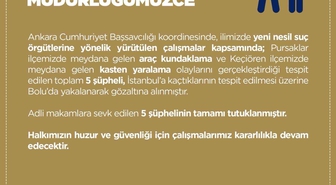 Bolu'da yakalanan 5 şüpheli yeni nesil suç örgütlerine yönelik operasyonda tutuklandı