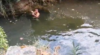 Antalya Aksu'da dereye girip yüzen vatandaş, mahsur kaplumbağayı kurtardı
