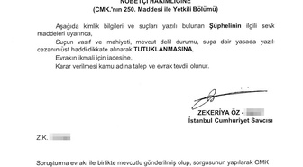 Kaşif Kozinoğlu'nun 2011 tutuklama sevk yazısı ortaya çıktı, imzayı Zekeriya Öz attı