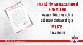 AES, Halk Eğitim'deki usta öğreticiler için MEB'e uzman öğretmenlik başvurusu yaptı