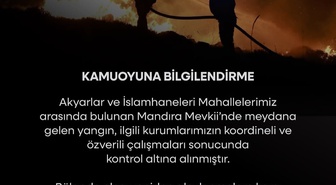 Bodrum Mandıra Mevkii'nde çıkan maki yangını kontrol altına alındı, soğutma sürüyor