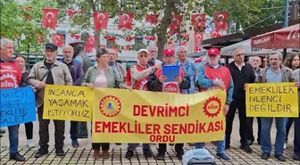 Dev Emekli Sen Ordu Şubesi, seyyanen zam talebiyle Tahıl Pazarı'nda eylem yaptı
